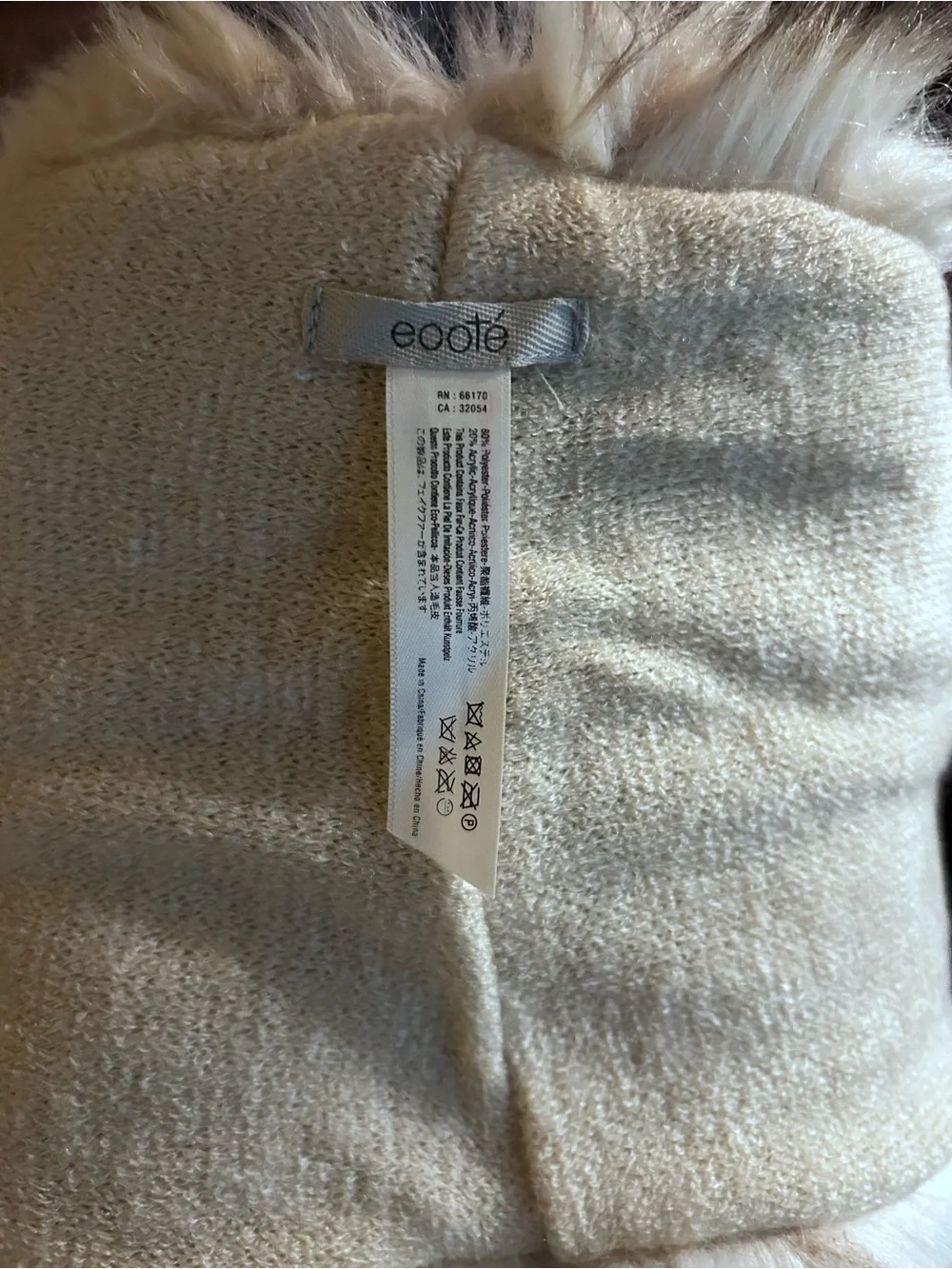 Ecote (Urban Outfitters) Faux Fur Scarf in Cream and Light Brown
